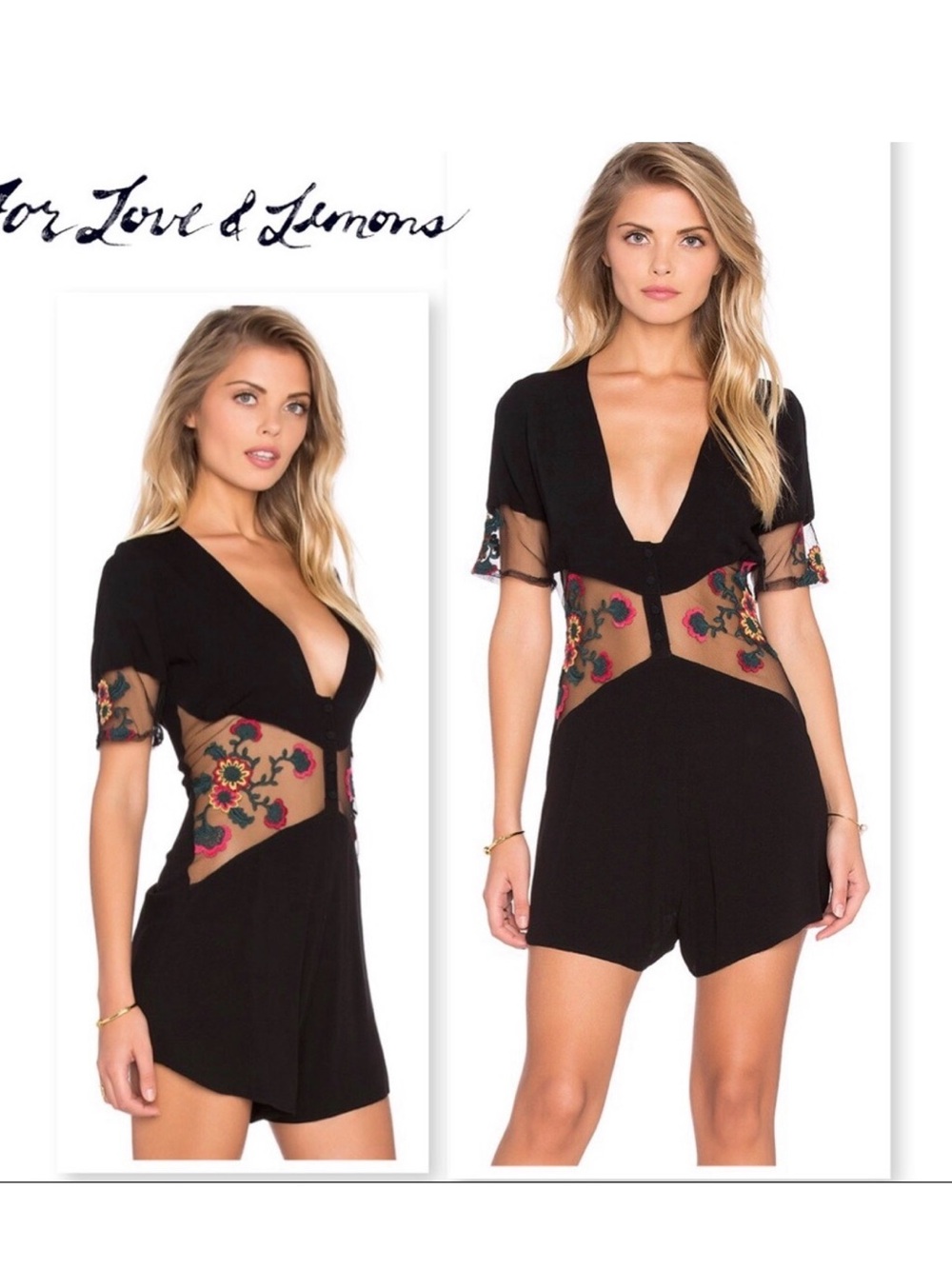 For Love And Lemons Eleanora Floral Mesh Romper